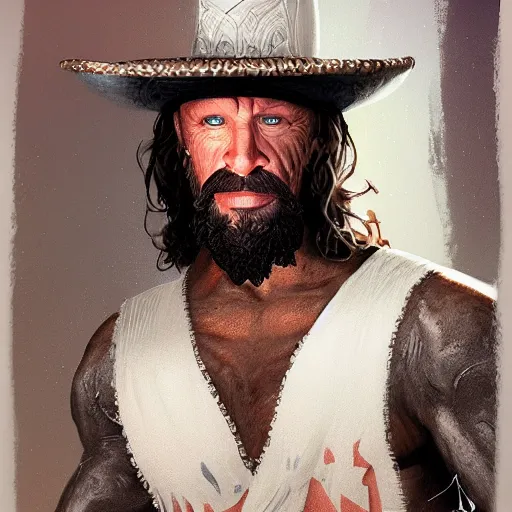 Prompt: marcho man randy savage portrait, matte fantasy painting, deviantart artstation