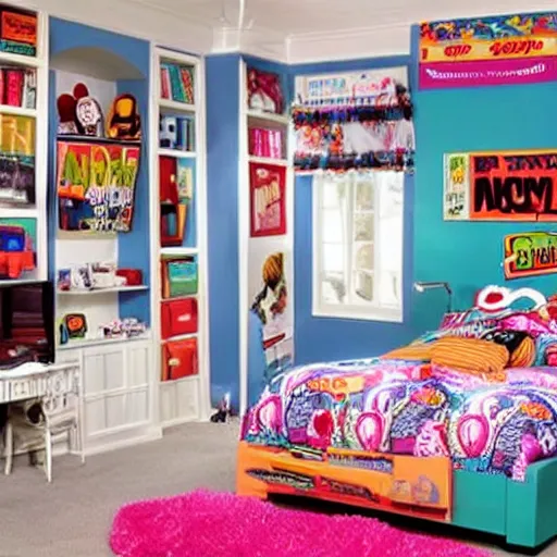Prompt: 90s style boy's bedroom.
