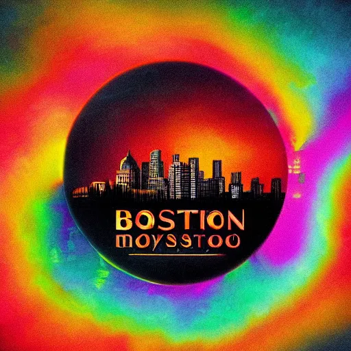 Image similar to Boston made of colorful smoke, hazy, atmospheric, inspiring digital art, award winning, artstation,