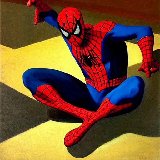 Image similar to Spiderman, 1942 oil on canvas painting, Edward Hopper