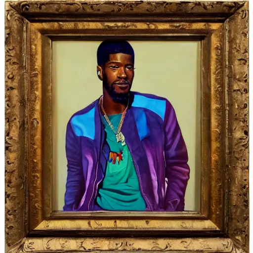 Image similar to kid cudi, oil on canvas, 1775