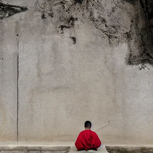 Image similar to It was said that Master Batuo, the founder of Shaolin Monastery, had meditated in front of a wall for ten years until his shadow was carved into the stone. If so, Luo Ji could have inscribed his own shadow into this wall five times. strong imagery,highly detailed,photorealistic 8k,cinematic lighting,HD,high detail,atmospheric,trending on artstaion