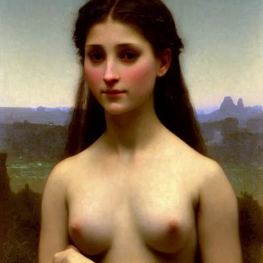 Image similar to portrait of a female android by william bouguereau