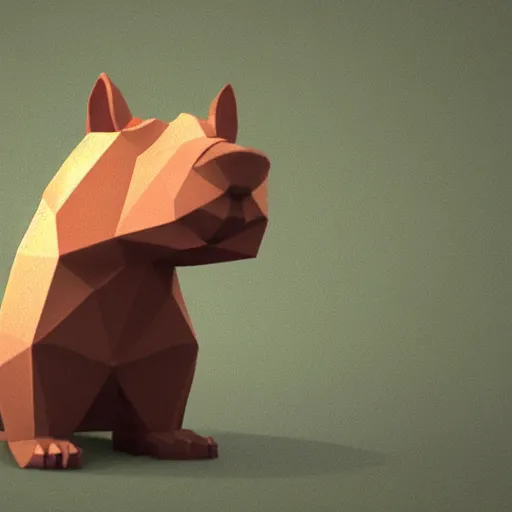 Prompt: low poly render of a capybara, volumetric lighting, cartoony