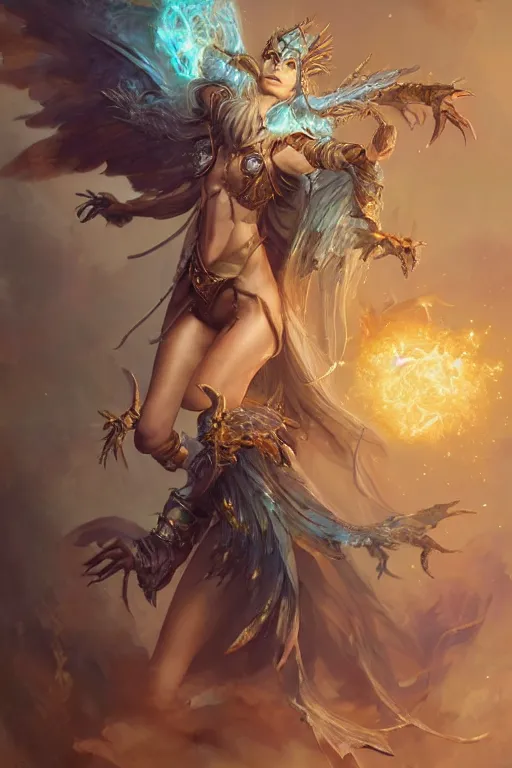 Image similar to beautiful cursed girl sorcerer transforming into crystals and golden dragon skin, casting magic spell, angel, fantasy, magic the gathering, hyper detailed, 3 d render, hyper realistic detailed portrait, peter mohrbacher, wlop, ruan jia, luis royo