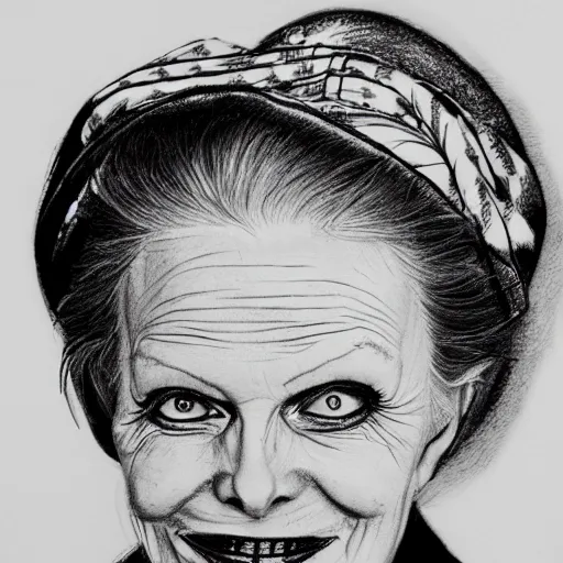 Image similar to pencil illustration of Vivienne Westwood highly detailed, cinematic,