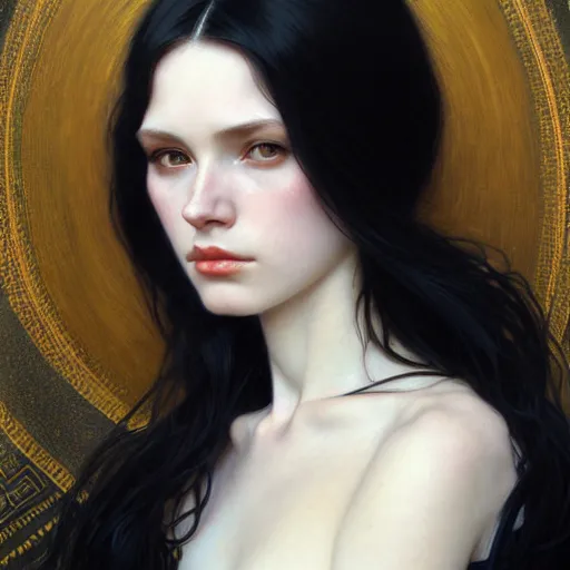 portrait of a beautiful pale skin female with long, Stable Diffusion