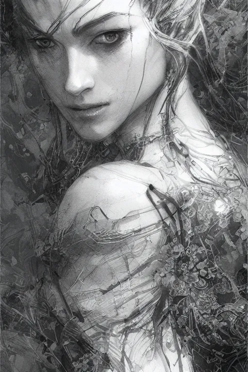 Image similar to portrait of katarina, pen and ink, intricate line drawings, by craig mullins, ruan jia, kentaro miura, takehiko inoue, greg rutkowski