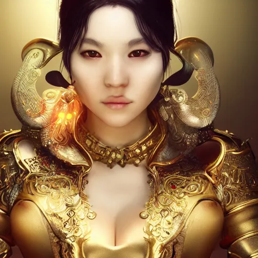 Image similar to the portrait, masked female violinist, exotic costumes, gold jewelry, black hair ， illustration by wenjun lin, irakli nadar, bright colors, octopath traveler, wenjun lin, unreal engine 5 highly rendered, global illumination, radiant light, detailed and intricate environment