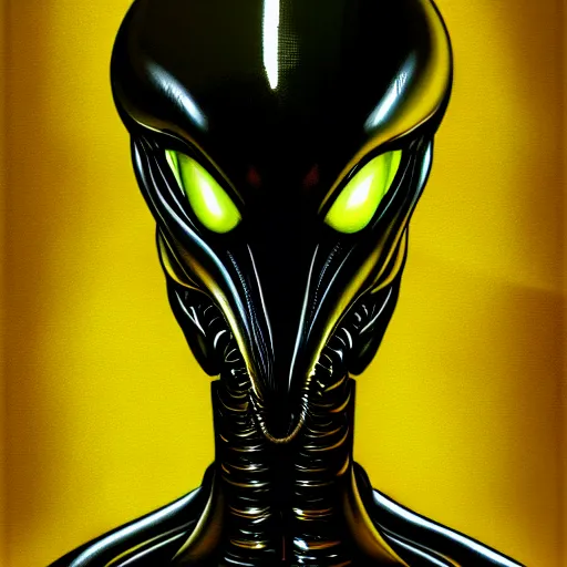 Prompt: black glossy xenomorph alien, endless empty office building, pale yellow wallpaper, moist brown carpet, dim fluorescent lighting, artstation, ultra detailed, creepy, dramatic lighting, photorealistic, art by h. r. giger