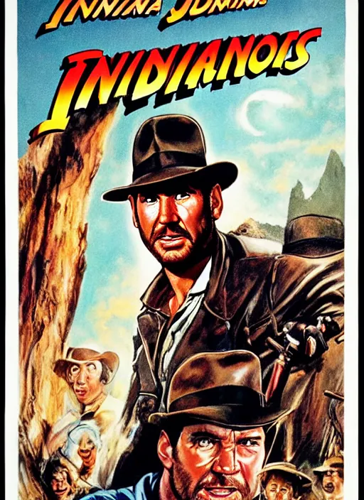 Prompt: 1 9 8 6 poster for indiana jones and the temple of boom