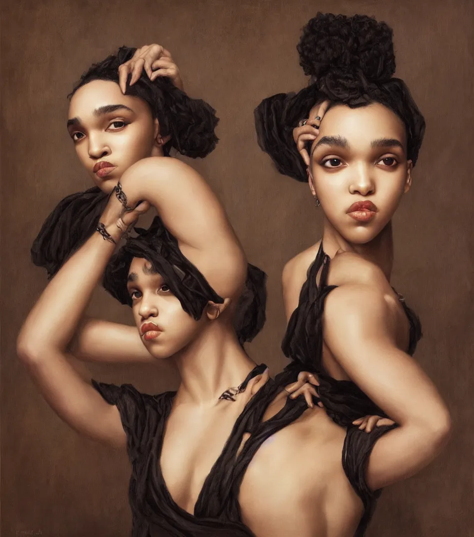 Prompt: portrait of fka twigs in the style of roberto ferri