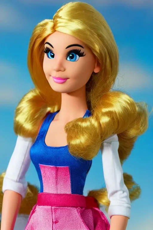 Image similar to super mario barbie doll, photorealistic, highly detailed,