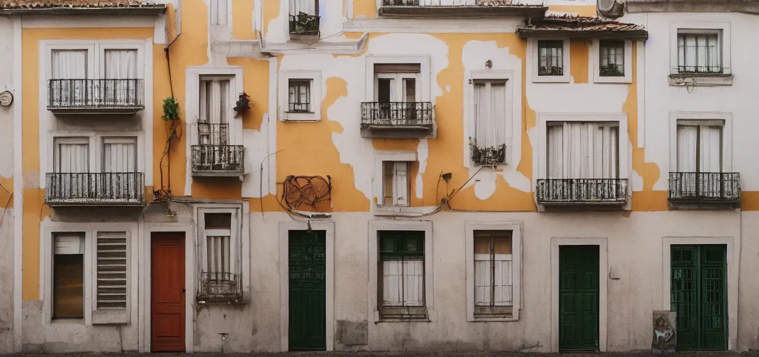 Prompt: house in porto. photographed by wes anderson on fujinon premista 1 9 - 4 5 mm t 2. 9. portra 8 0 0.