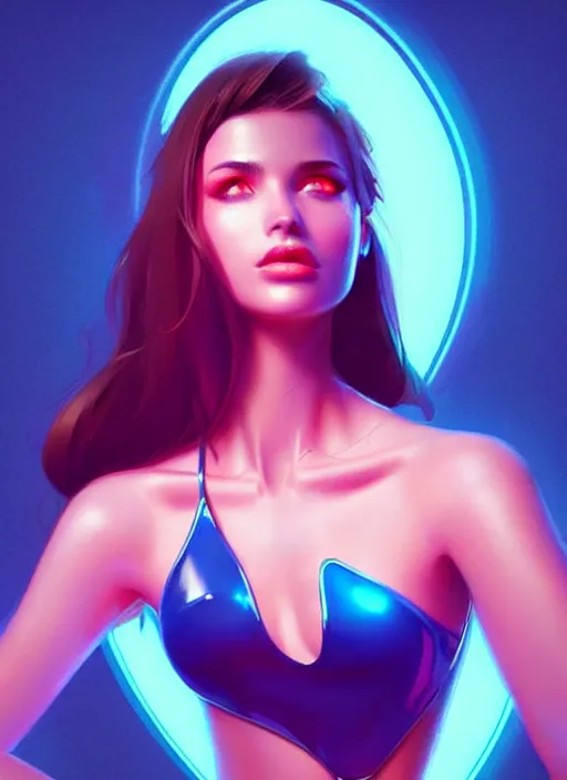 Image similar to glossy tube top, elegant, cyber neon lights, highly detailed, digital photography, trending in artstation, trending in pinterest, glamor pose, concept, smooth, sharp focus, art by artgerm and greg rutkowski