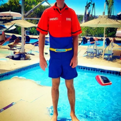 Prompt: “ flint lockwood as a life guard ”