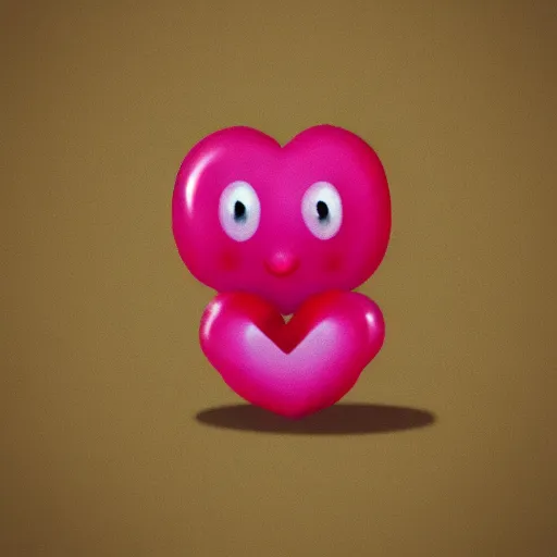 Image similar to a cute blobby character holding a heart, emoticon