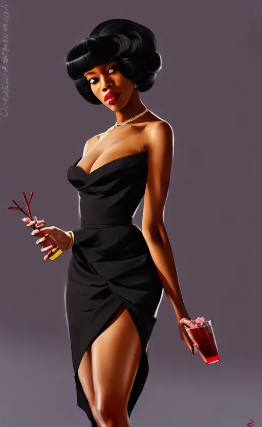 a beautiful black femme fatale woman wearing a
