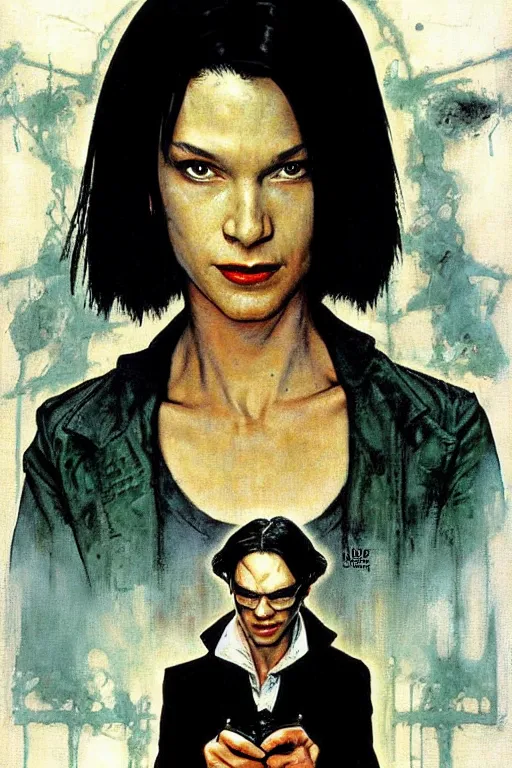 Image similar to Neo from Matrix painted by Norman Rockwell