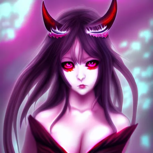 Prompt: demon princess anime girl , anime style , digital painting , digital art , 4k , HD , artstation , devian art