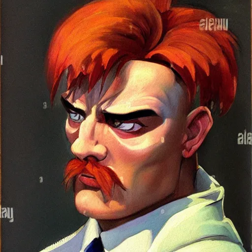 Image similar to ken from street fighter 2 in real life in the style of malczewski, jacek