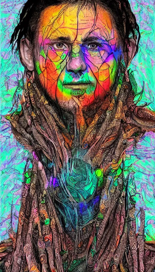 Image similar to portrait of a digital shaman, by schizophrenia patient