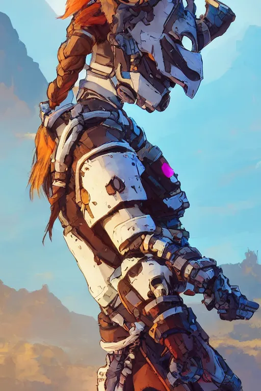 Image similar to combination suit armor aloy horizon forbidden west horizon zero dawn robot ninja mask helmet backpack tribal, art gta 5 comics, official fanart behance hd artstation by jesper ejsing, by rhads, makoto shinkai and lois van baarle, ilya kuvshinov, ossdraws radiating a glowing aura cgi rtx 2 0 2 2