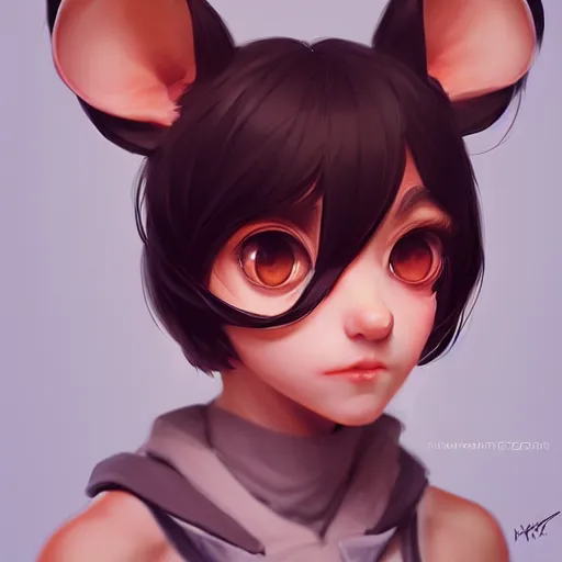 Image similar to character design portrait of an anthropomorphic furry rat girl with rat ears and a tail, 4 k, concept art, by wlop, ilya kuvshinov, artgerm, krenz cushart, pixiv.