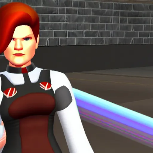 Prompt: Captain Janeway in Super Smash Bros Melee, gameplay screenshot