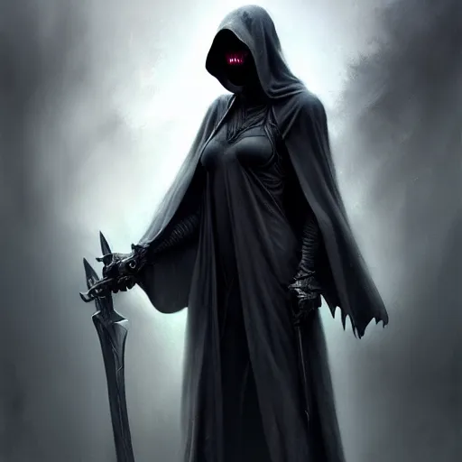 Image similar to grim reaper, character portrait, sharp, digital matte painting, art by luis royo, greg rutkowski, wlop, dramatic lighting, trending on artstation