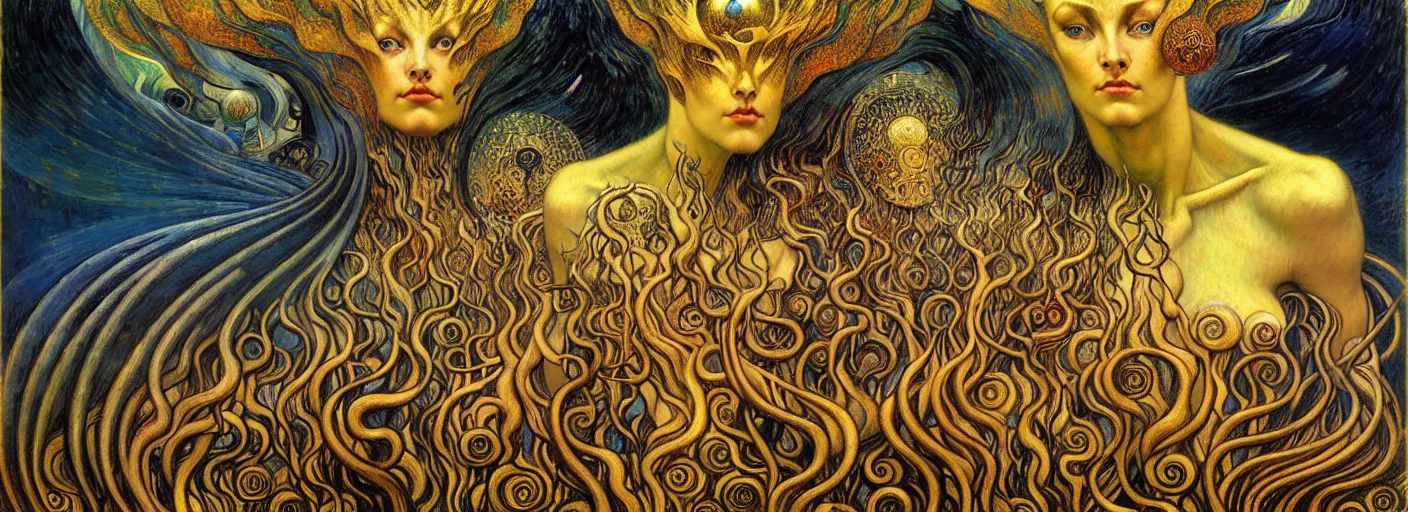 Image similar to Divine Chaos Engine by Karol Bak, Jean Delville, William Blake, Gustav Klimt, and Vincent Van Gogh, symbolist, visionary