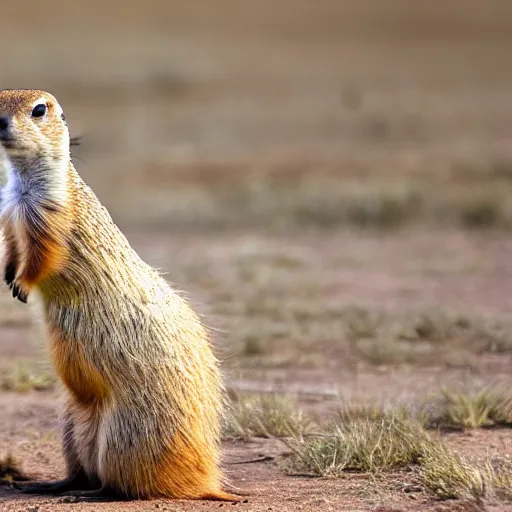 Prompt: Prairie Dog riding on the back of an Emu