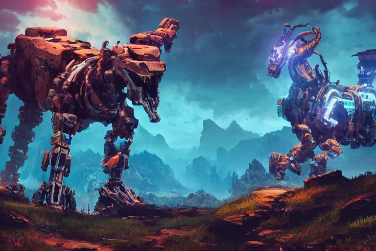 Image similar to tremortusk machine mecanical creature robot of horizon forbidden west horizon zero dawn bioluminiscence global illumination ray tracing hdr fanart arstation by ian pesty and alena aenami artworks in 4 k