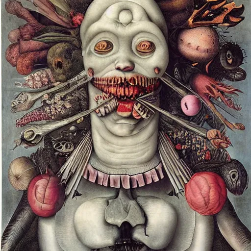 Prompt: post - album cover, asymmetrical design, off white frame around, new age, apocalypse, psychedelic, black white pink, magic, giger h. r., giuseppe arcimboldo