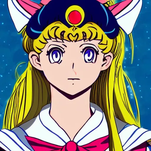 Image similar to a portrait of sailor moon as a human