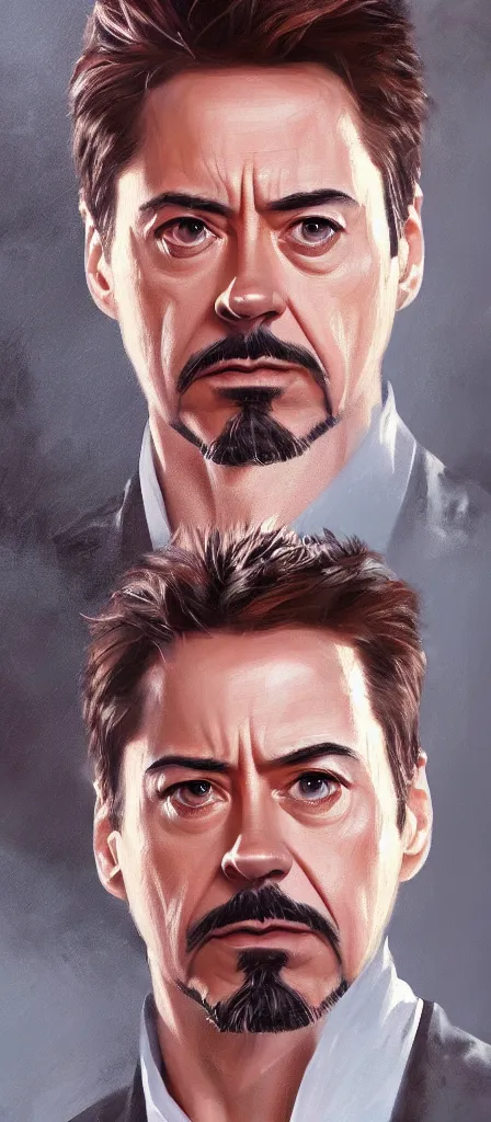 Image similar to concept art of tony stark, cinematic shot, oil painting by jama jurabaev, extremely detailed, brush hard, artstation, high quality, brush stroke