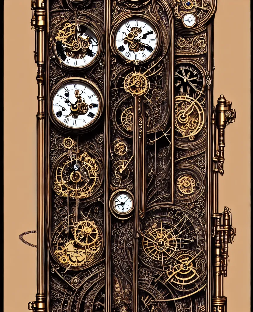 Beautiful Whimsical Art Nouveau Steampunk Clock · Creative Fabrica