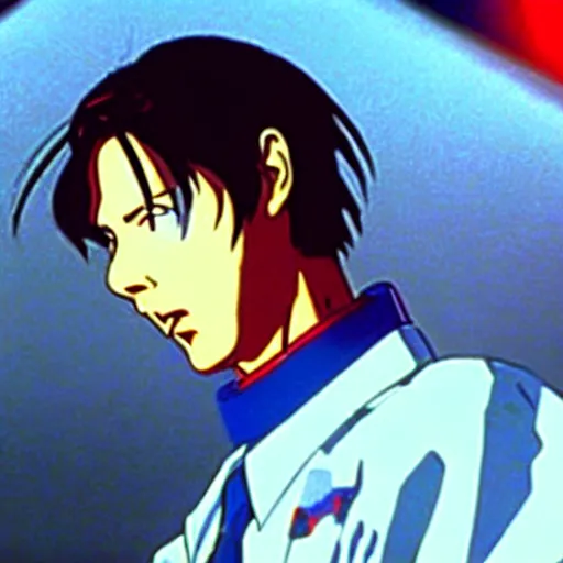 Image similar to a still of keanu reeves in neon genesis evangelion ( 1 9 9 5 ) hideaki anno imagination