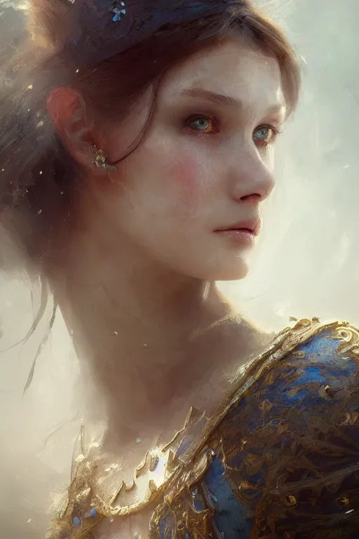 Image similar to medieval princess, gorgeous, close-up portrait, intricate, elegant, volumetric lighting, scenery, digital painting, highly detailed, artstation, sharp focus, illustration, concept art, ruan jia, steve mccurry