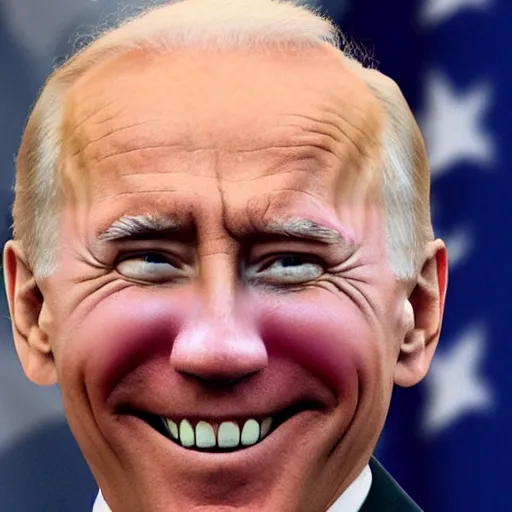 Prompt: clowns joe biden and jokers vladimir putin smiling wildly nuclear weapons in the background