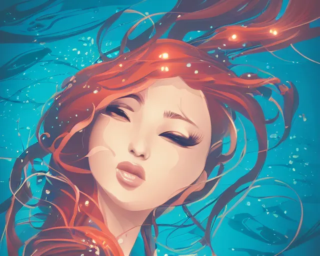 Image similar to the joy of life in the sea, a simple vector based illustration, by ross tran, artgerm