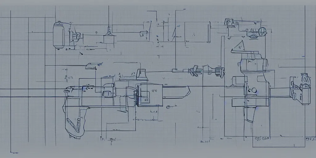 Image similar to portal gun blueprint, high detail