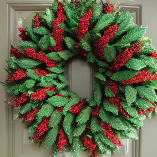 Image similar to christmas wreath woven of cannabis leaf ganja bud nugs reefer wreath leaves