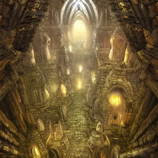 Image similar to subterranean dwarven kingdom, impressive architecture, high-detail, fantasy world, digital art