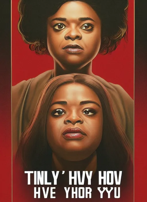 Image similar to psychological thriller I Only Have Eyes For You poster artwork the by Michael Whelan and James Jean, of Octavia Spencer has mysterious man's voice in her head telling her what to do, psychological thriller romance from scene from Twin Peaks, clean, beautifully rendered shaded but simple illustration, nostalgic, domestic, full of details