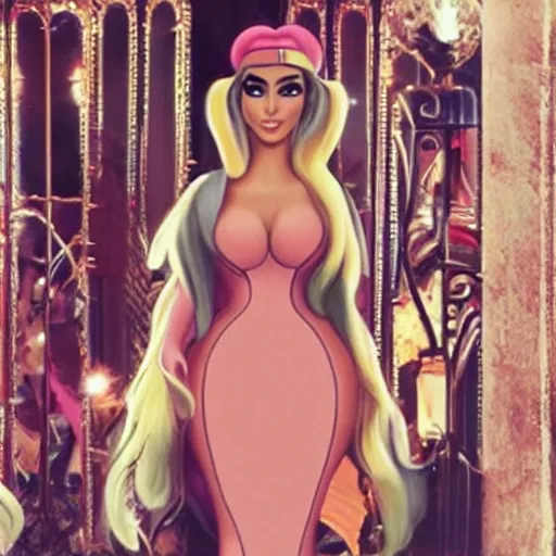 Image similar to kim kardashian as princess peach.