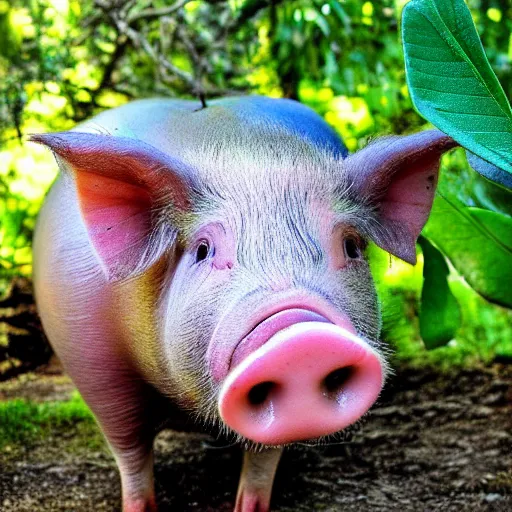 Prompt: a pig that is also a pear; a pear that is part of a pig's face; one animal; nature photo