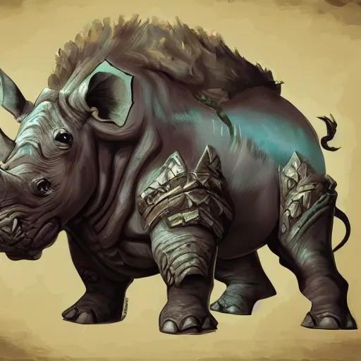 Image similar to rhino lion hybrid, hearthstone art style, epic fantasy style art, fantasy epic digital art, epic fantasy card game art