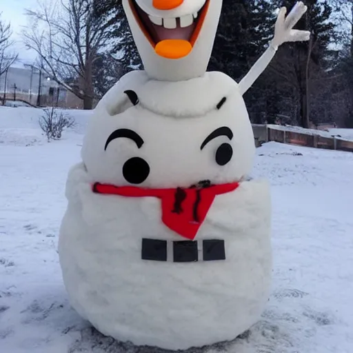 Image similar to Olaf from frozen has seen better days