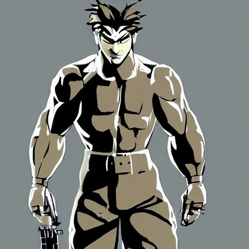 Prompt: PS1 Solid Snake but his lower half is an actual snake